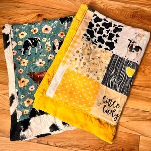 2 Farm Animal Baby Blankets